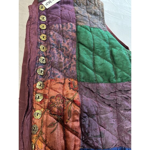 Natural Choice  By S.R.G.  Vintage Boho Patchwork Quilted Reversible Vest Size L - Picture 10 of 10